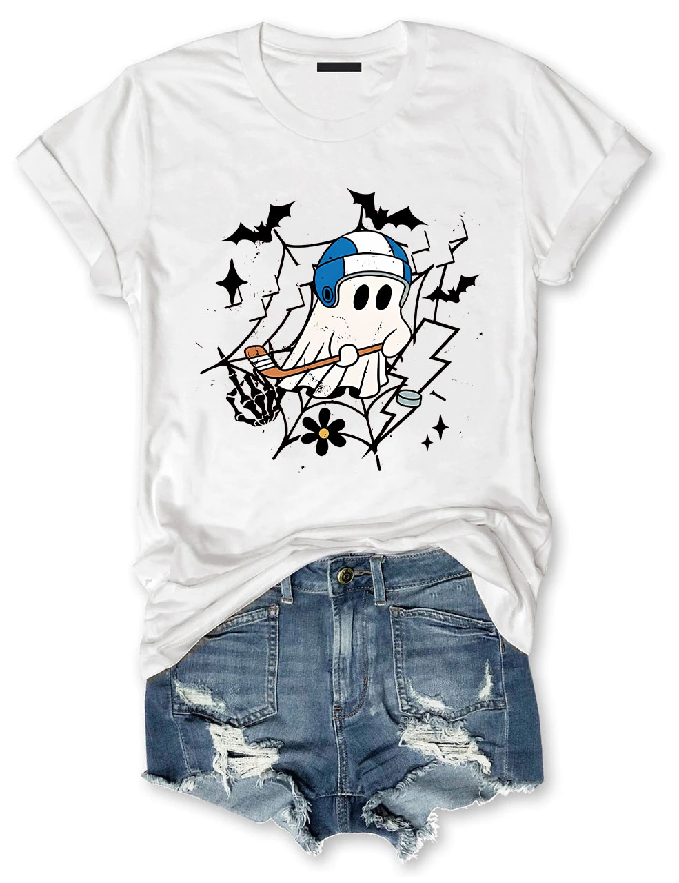 Halloween Hockey Ghost Funny T-shirt