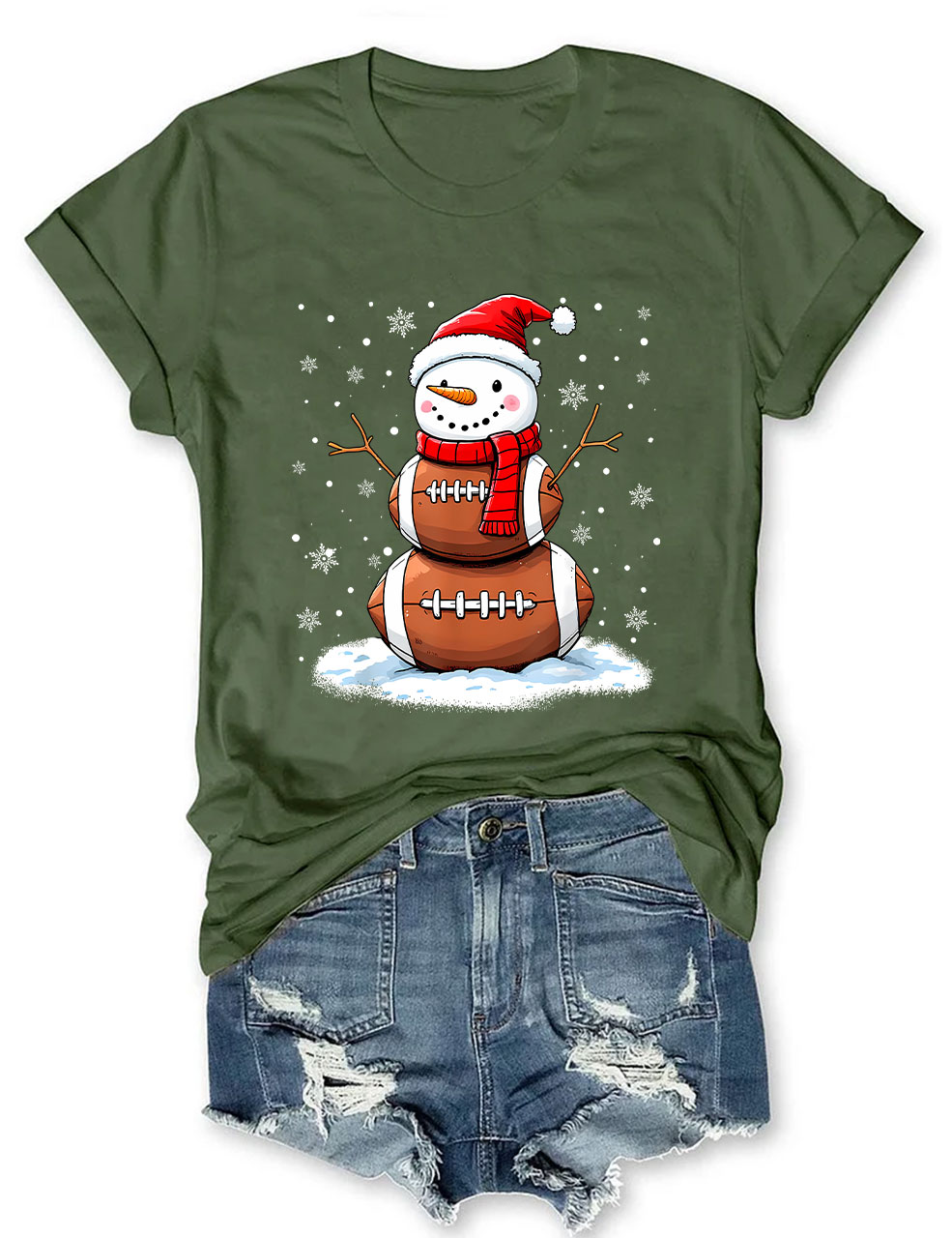 Football Christmas Snowman T-shirt