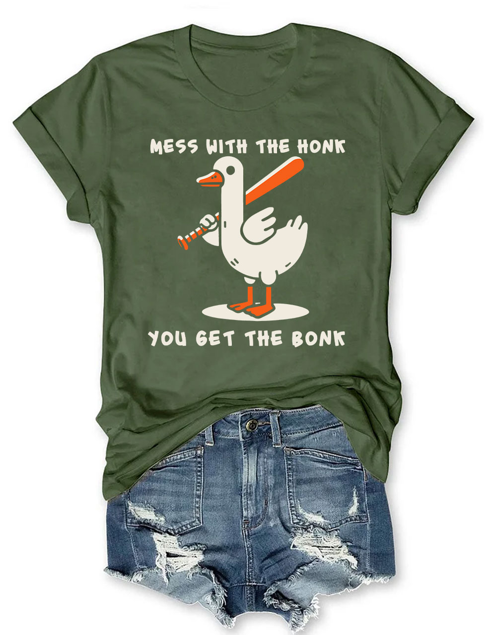 Mess With The Honk You Get The Bonk Funny Goose Baseball T-shirt