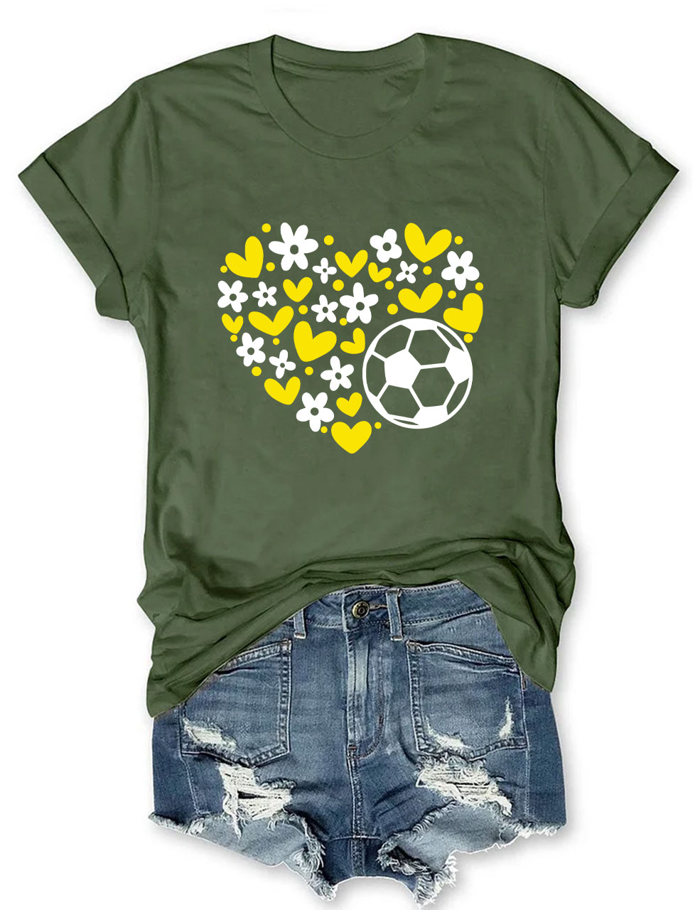 Custom  Floral Heart Soccer T-shirt