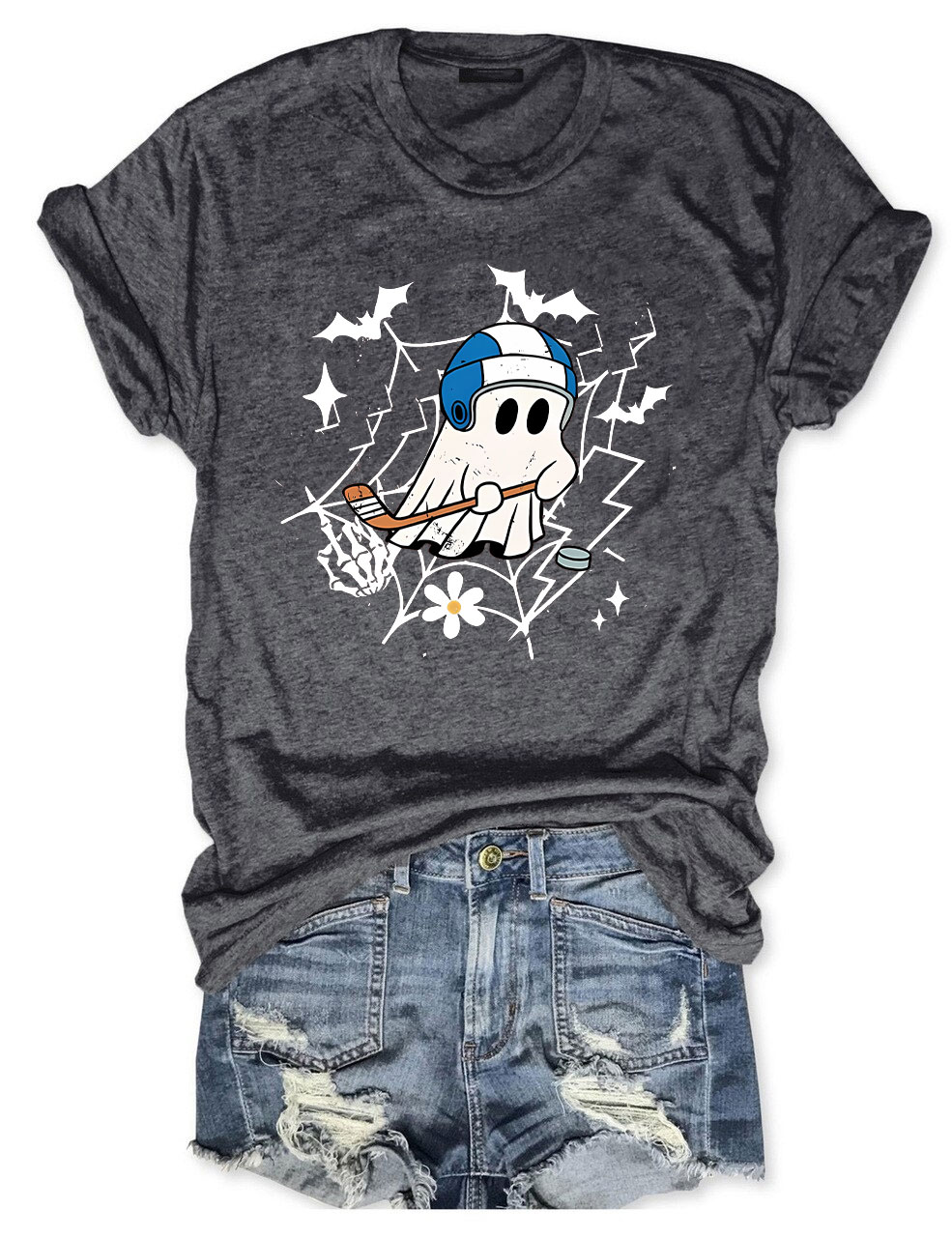 Halloween Hockey Ghost Funny T-shirt