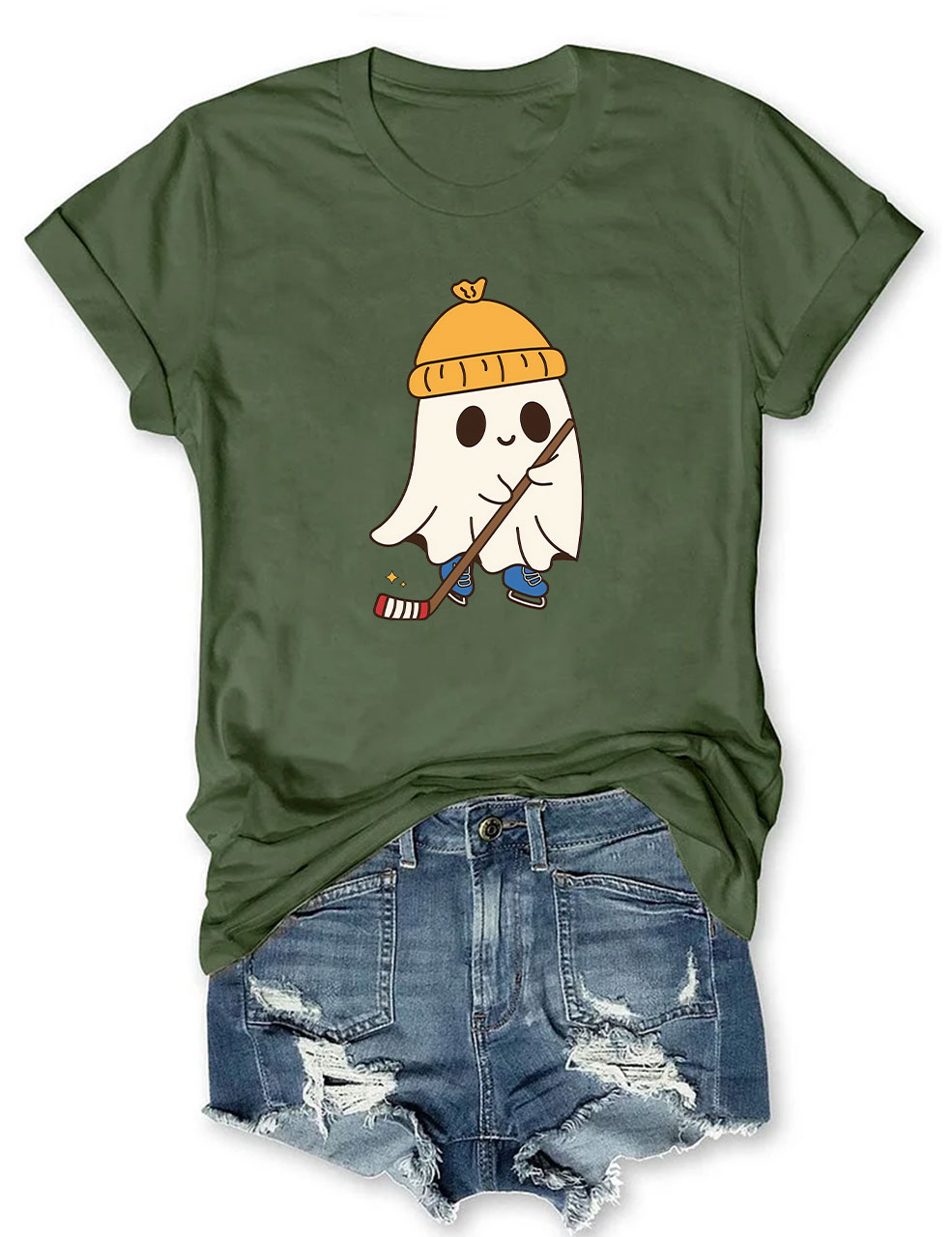 Halloween Ghost Hockey Funny T-shirt