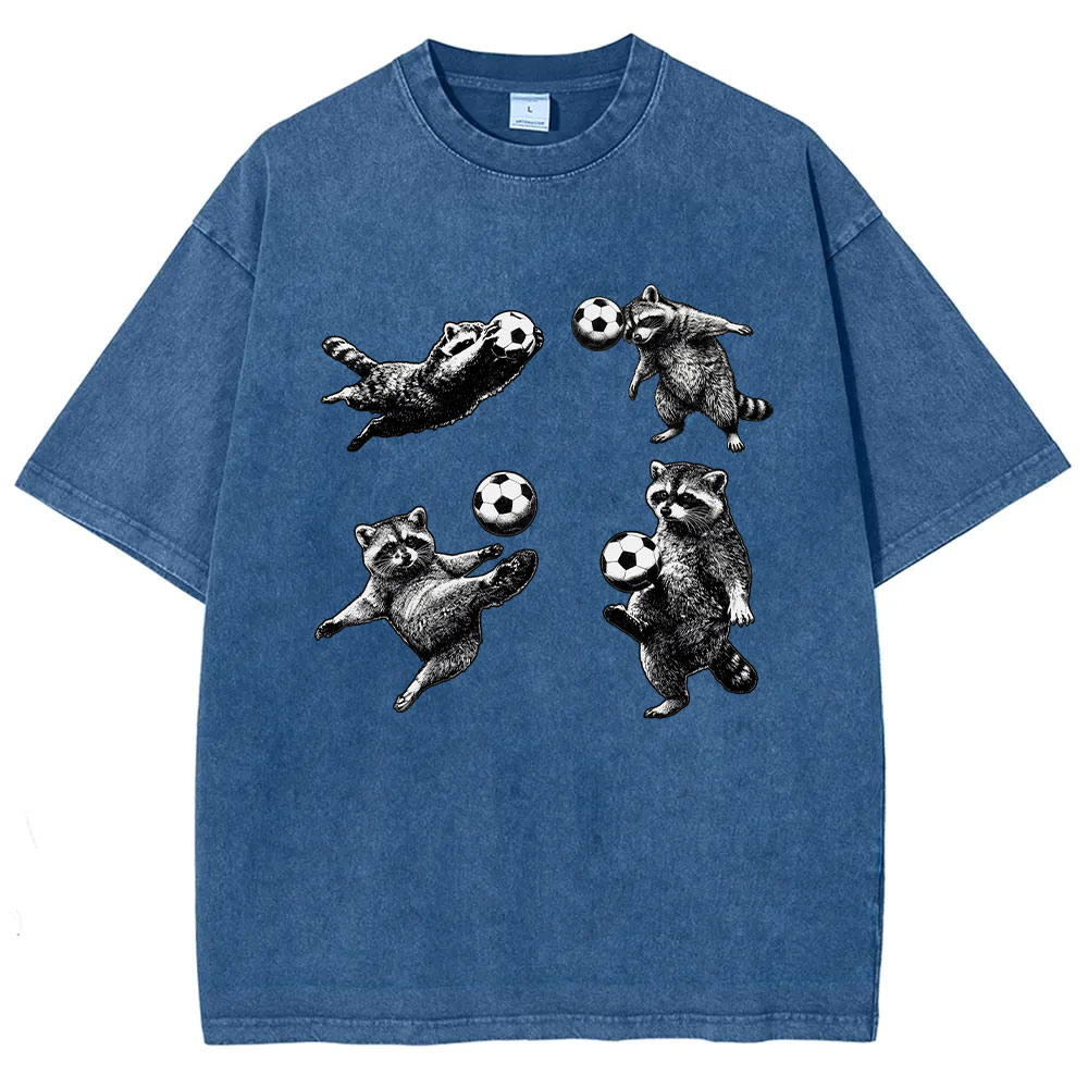 Funny Raccoon Soccer Mom Washed T-shirt