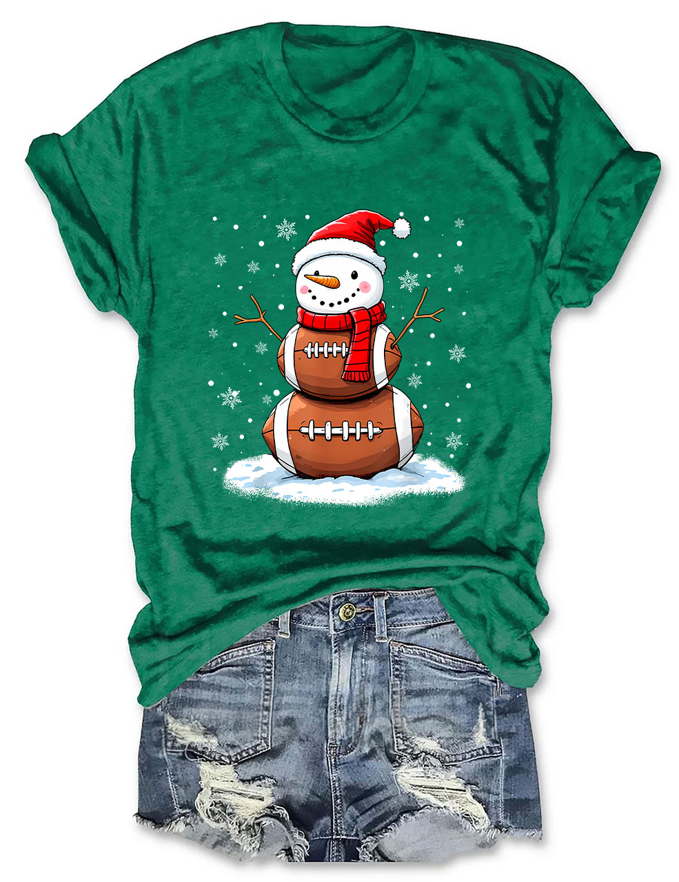 Football Christmas Snowman T-shirt