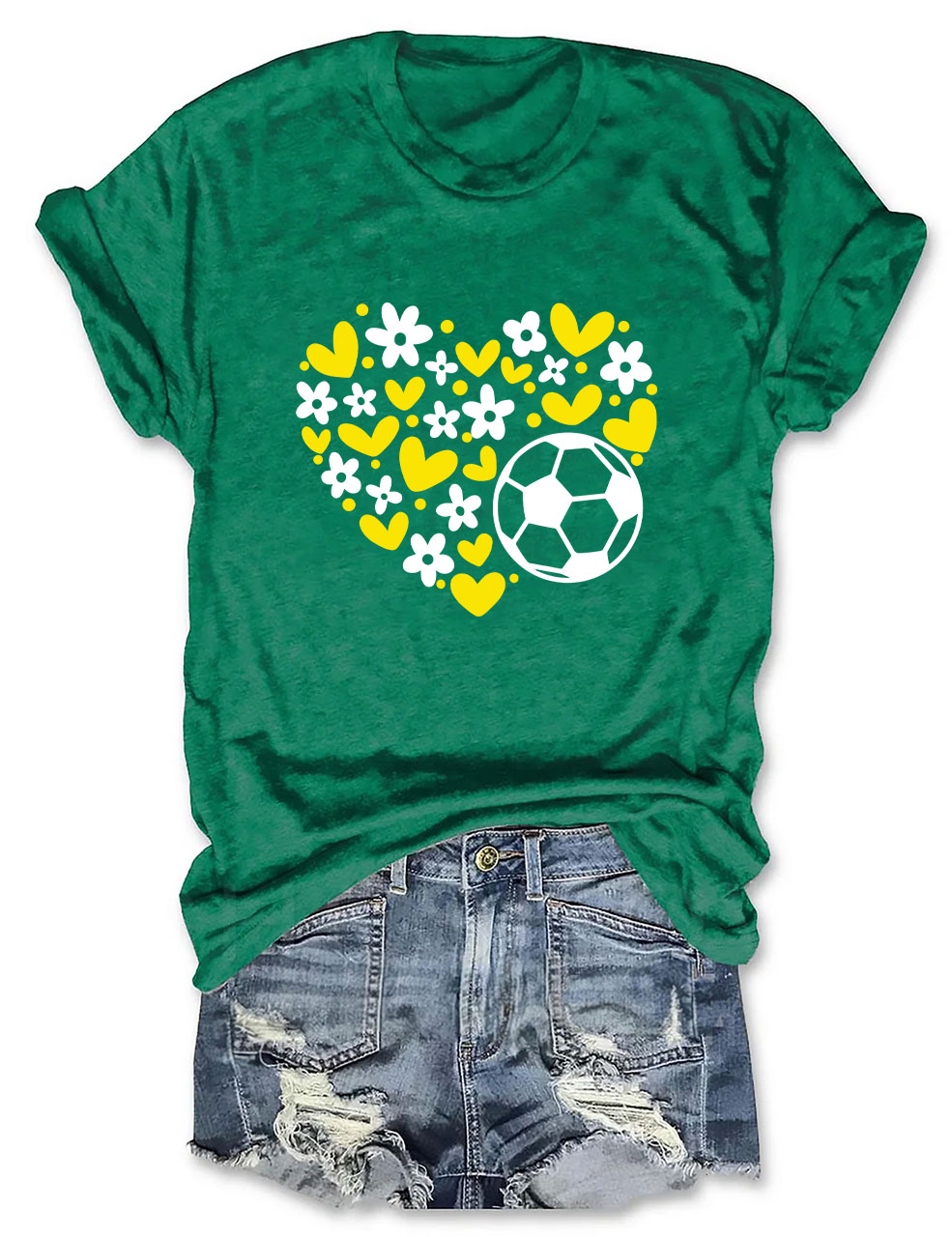 Custom  Floral Heart Soccer T-shirt