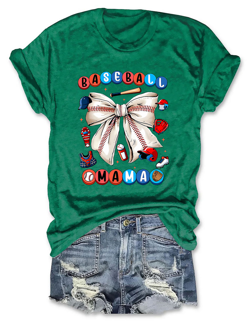 Coquette Bow Baseball Mama T-Shirt