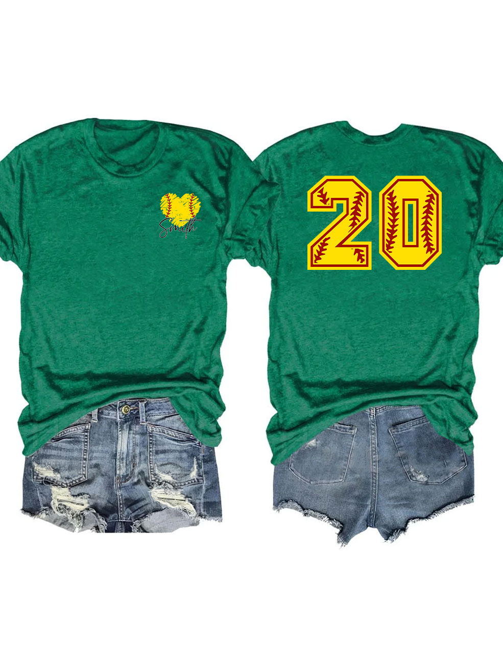 Custom Softball Heart Funny T-shirt