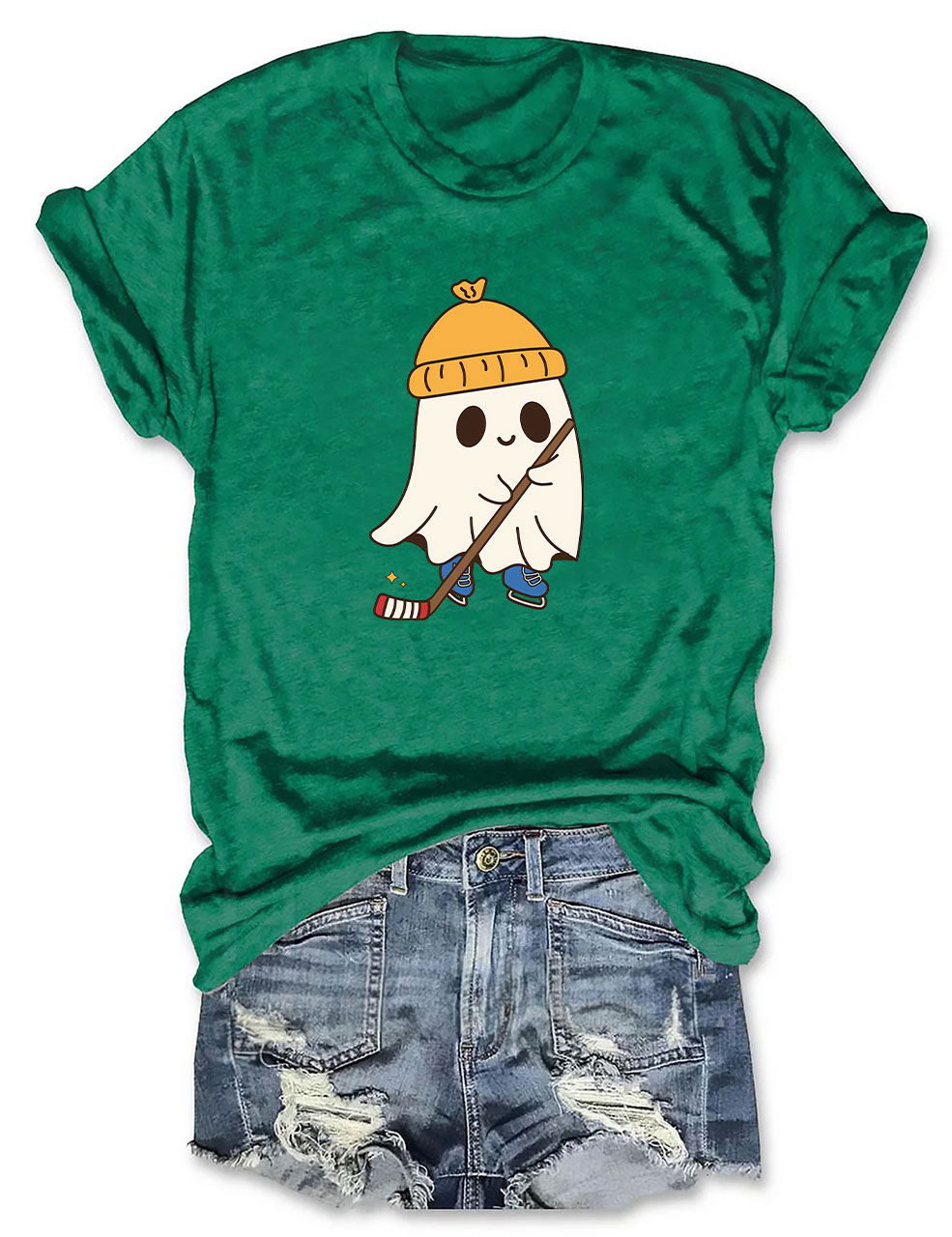 Halloween Ghost Hockey Funny T-shirt