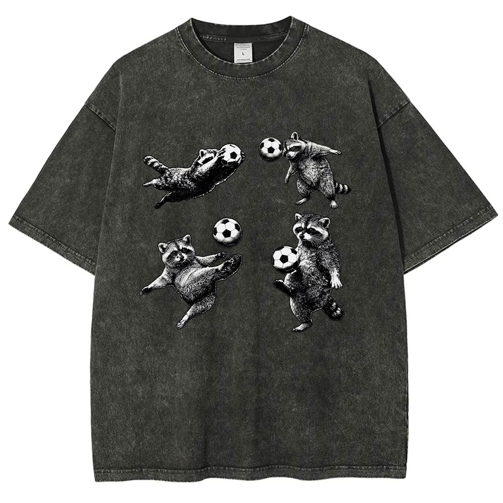 Funny Raccoon Soccer Mom Washed T-shirt