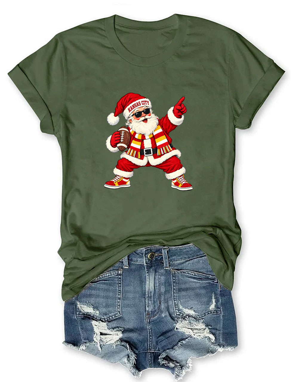 Kansas City Football Santa T-Shirt