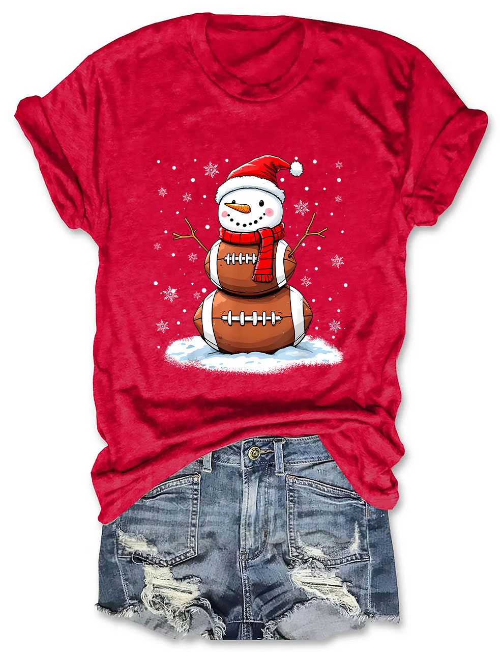 Football Christmas Snowman T-shirt