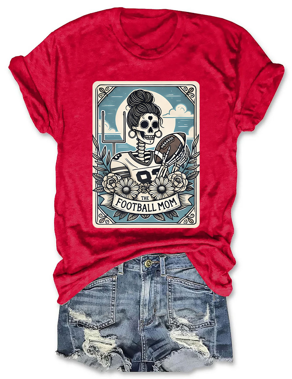 Funny Skeleton Baseball Mom Tarot Card T-shirt