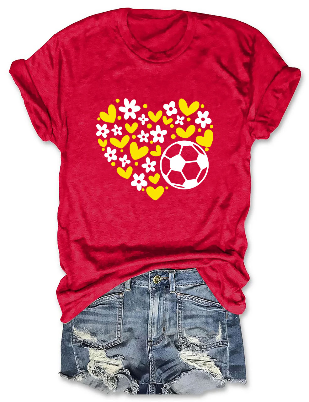 Custom  Floral Heart Soccer T-shirt
