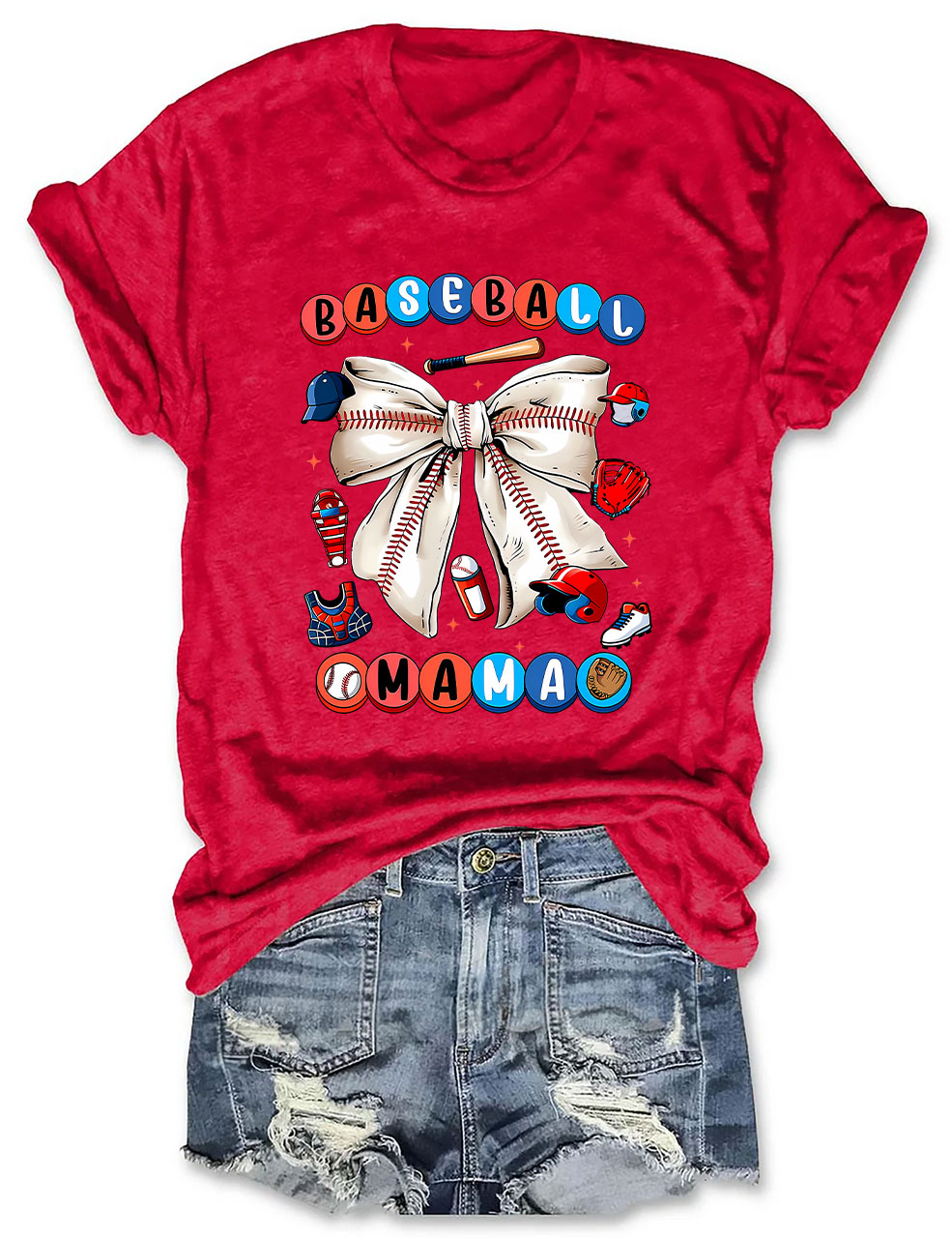 Coquette Bow Baseball Mama T-Shirt