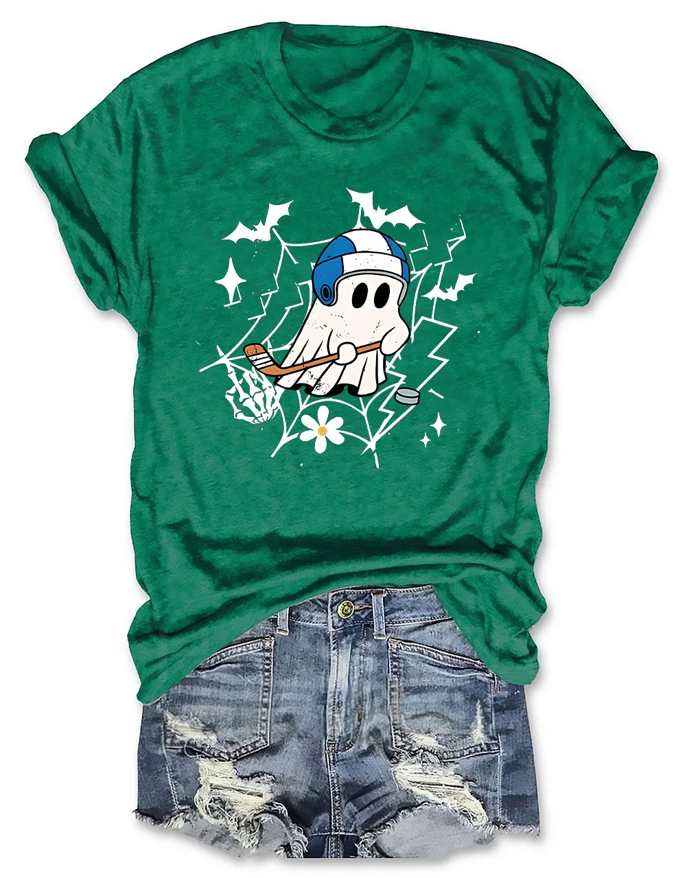 Halloween Hockey Ghost Funny T-shirt