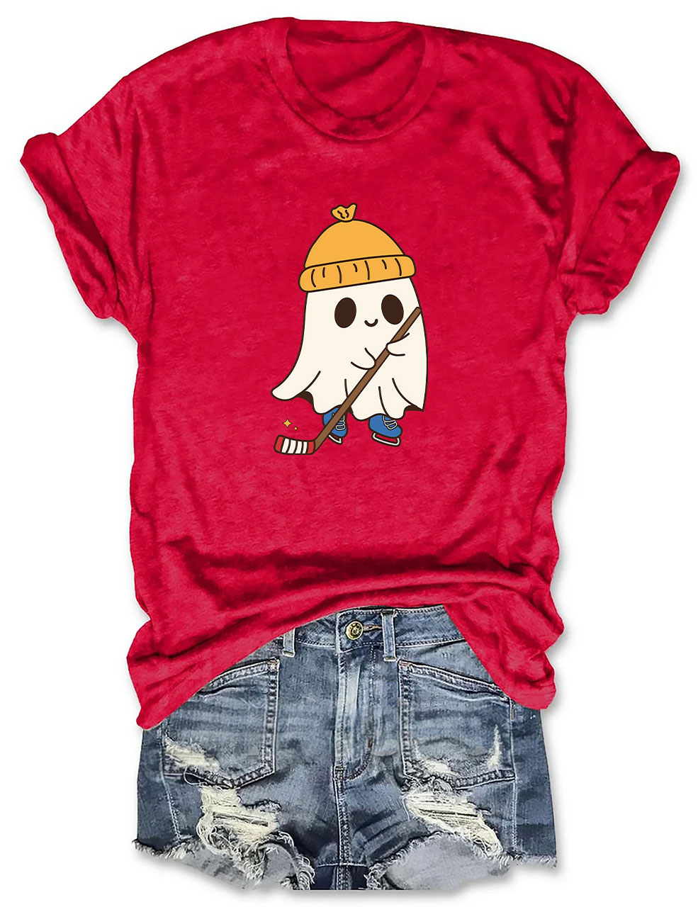 Halloween Ghost Hockey Funny T-shirt