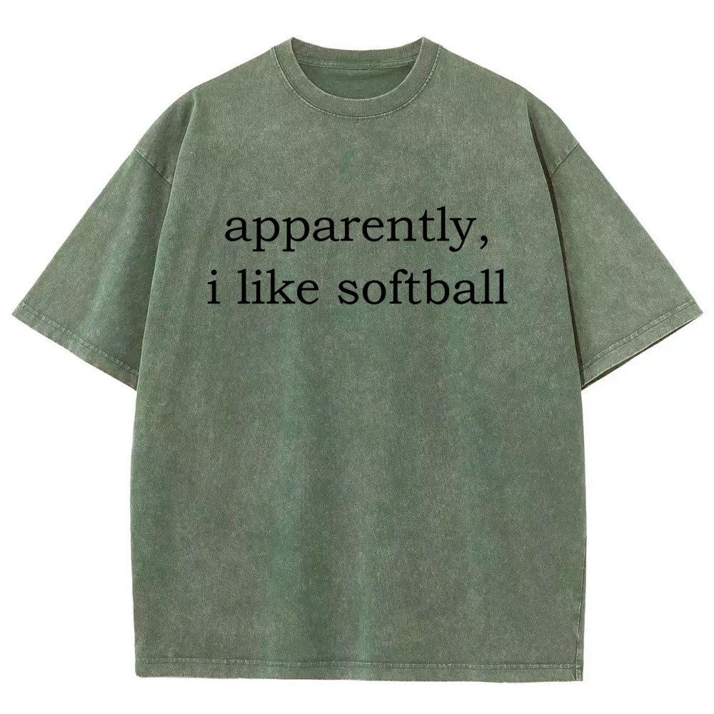 Apparently, I Like Softball Washed T-shirt