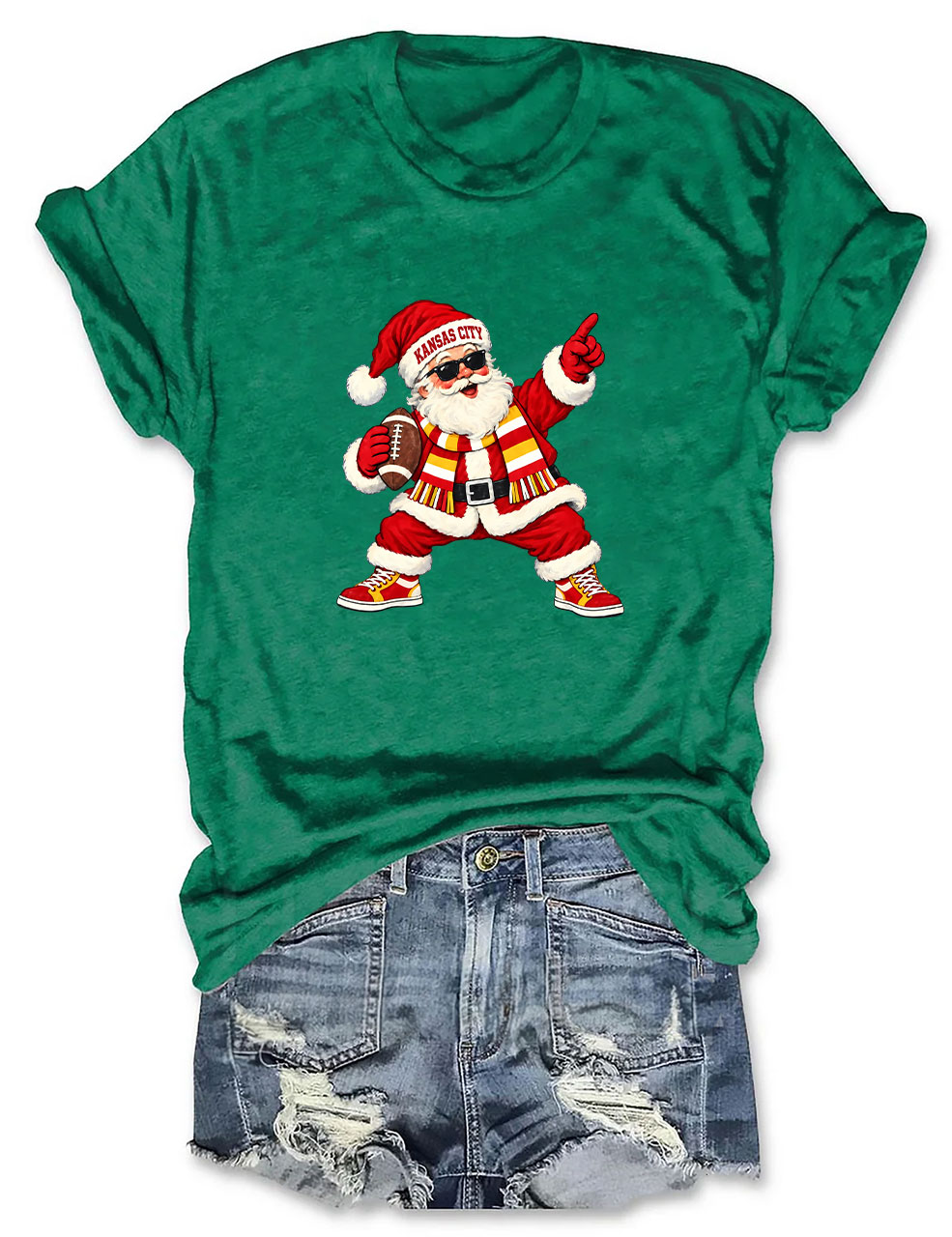 Kansas City Football Santa T-Shirt