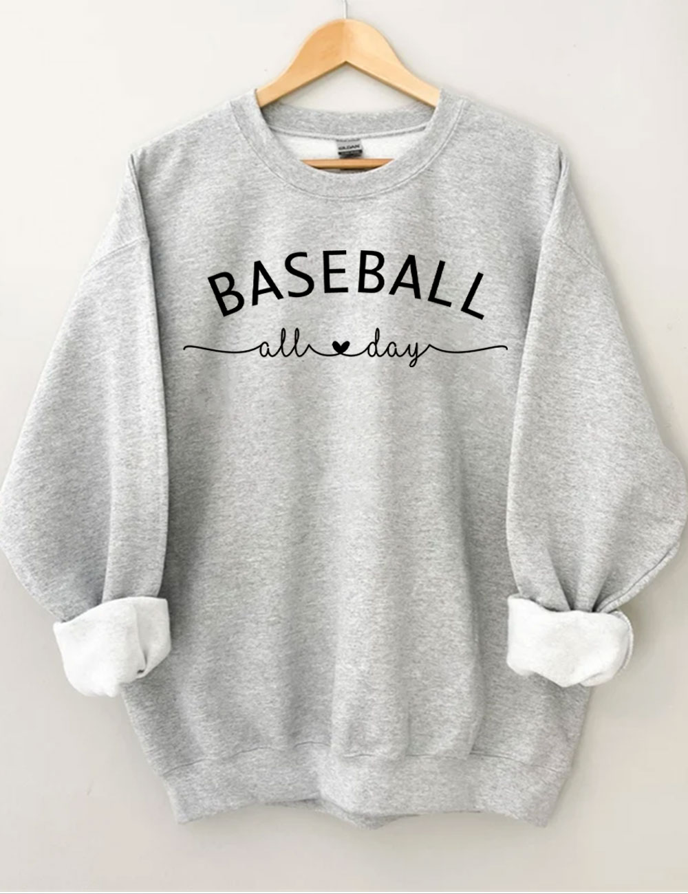 Baseball All Day Customized Number Sweatshirt