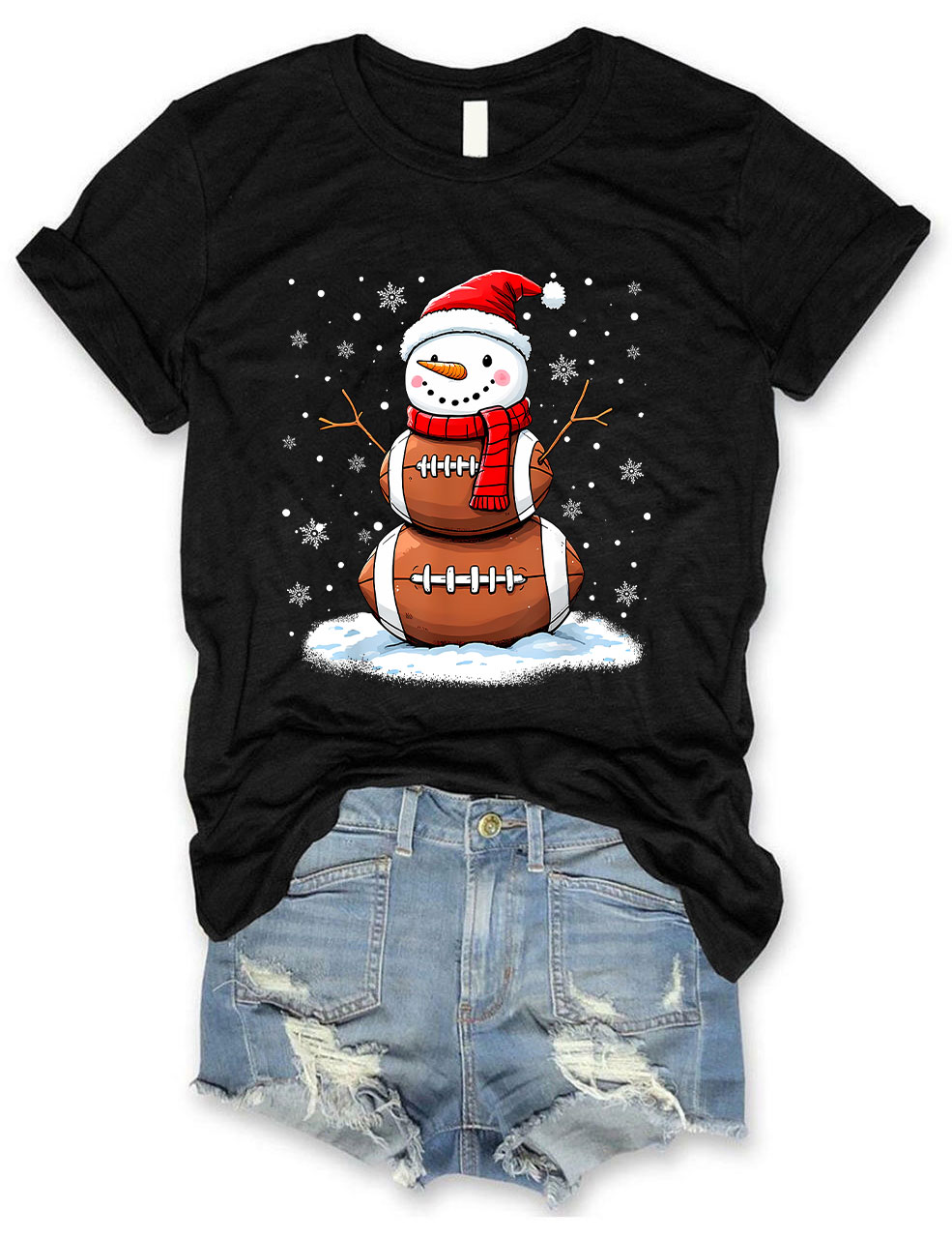 Football Christmas Snowman T-shirt