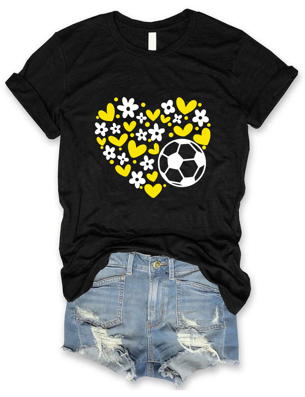 Custom  Floral Heart Soccer T-shirt