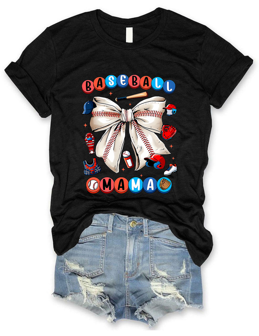Coquette Bow Baseball Mama T-Shirt