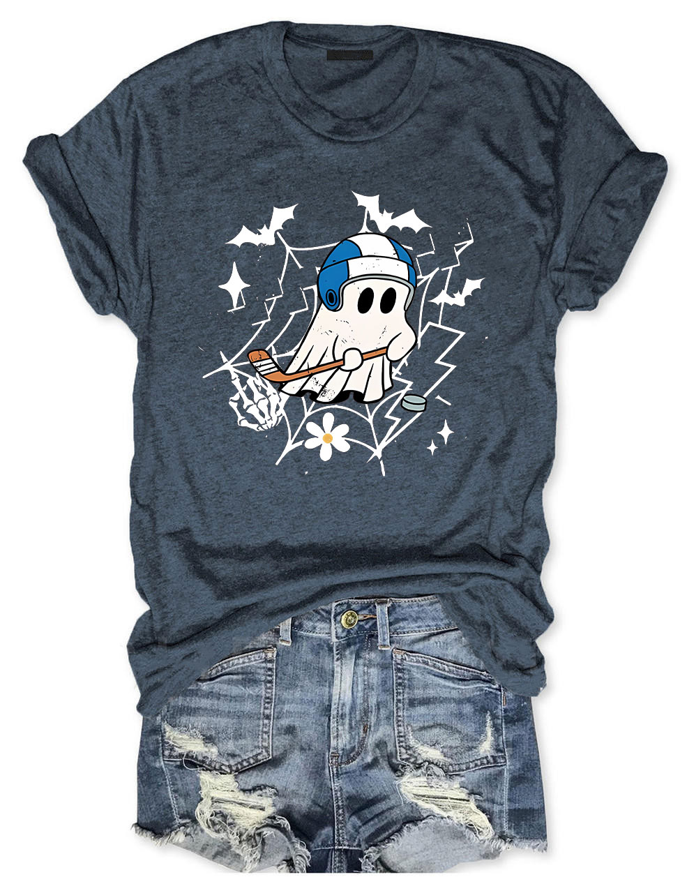 Halloween Hockey Ghost Funny T-shirt