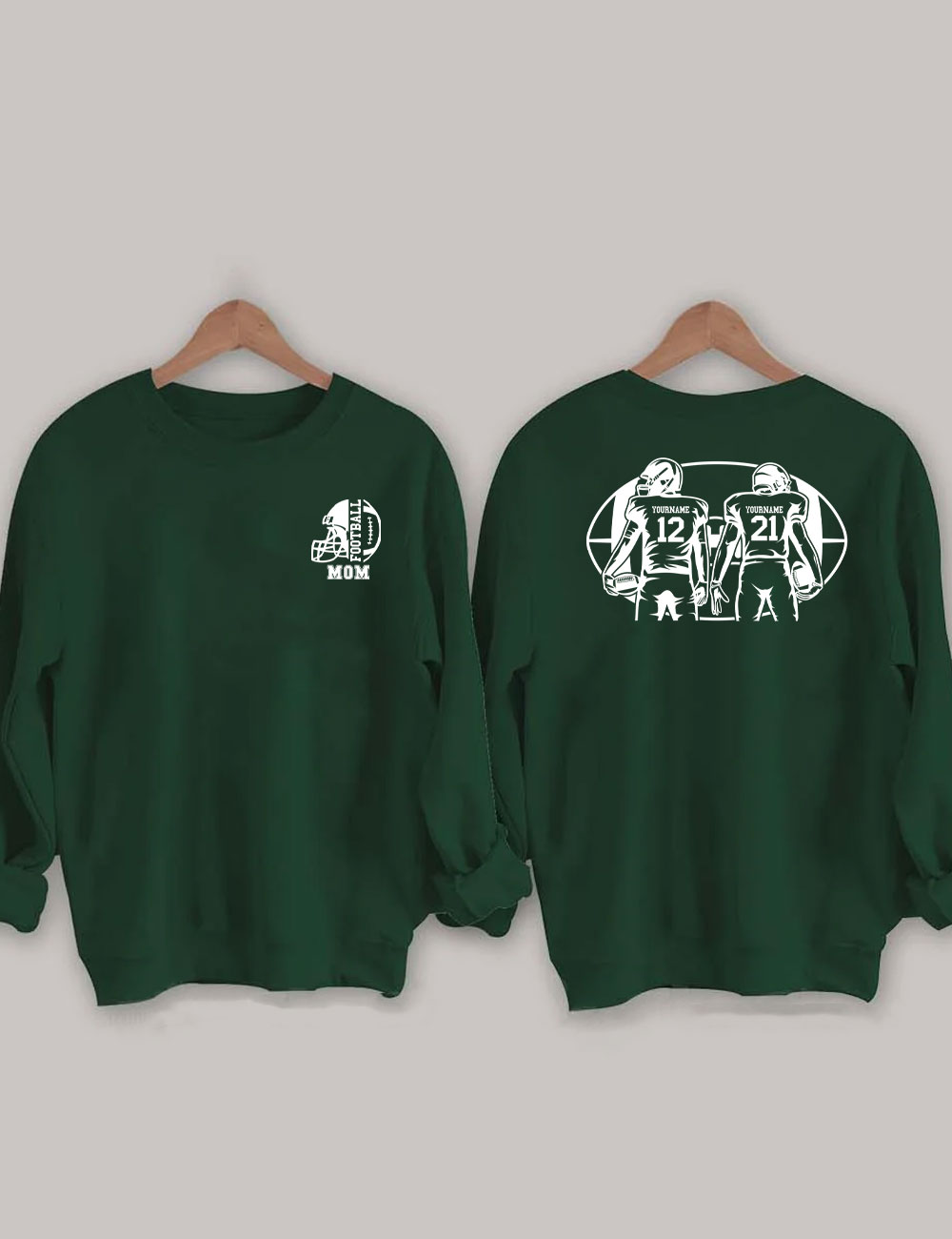 2 Players Custom Football Mom Sweatshirt