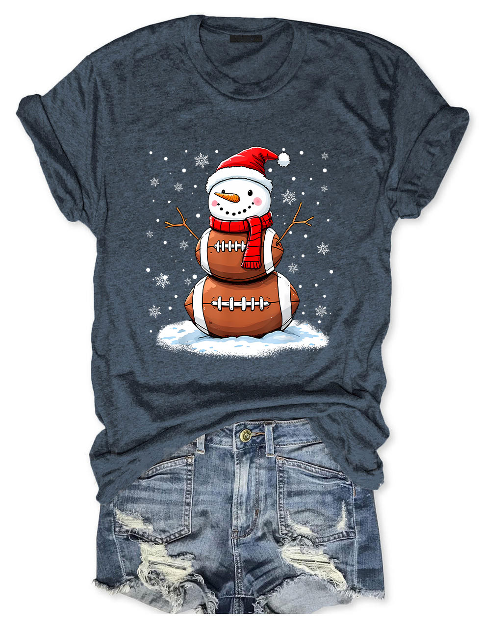 Football Christmas Snowman T-shirt