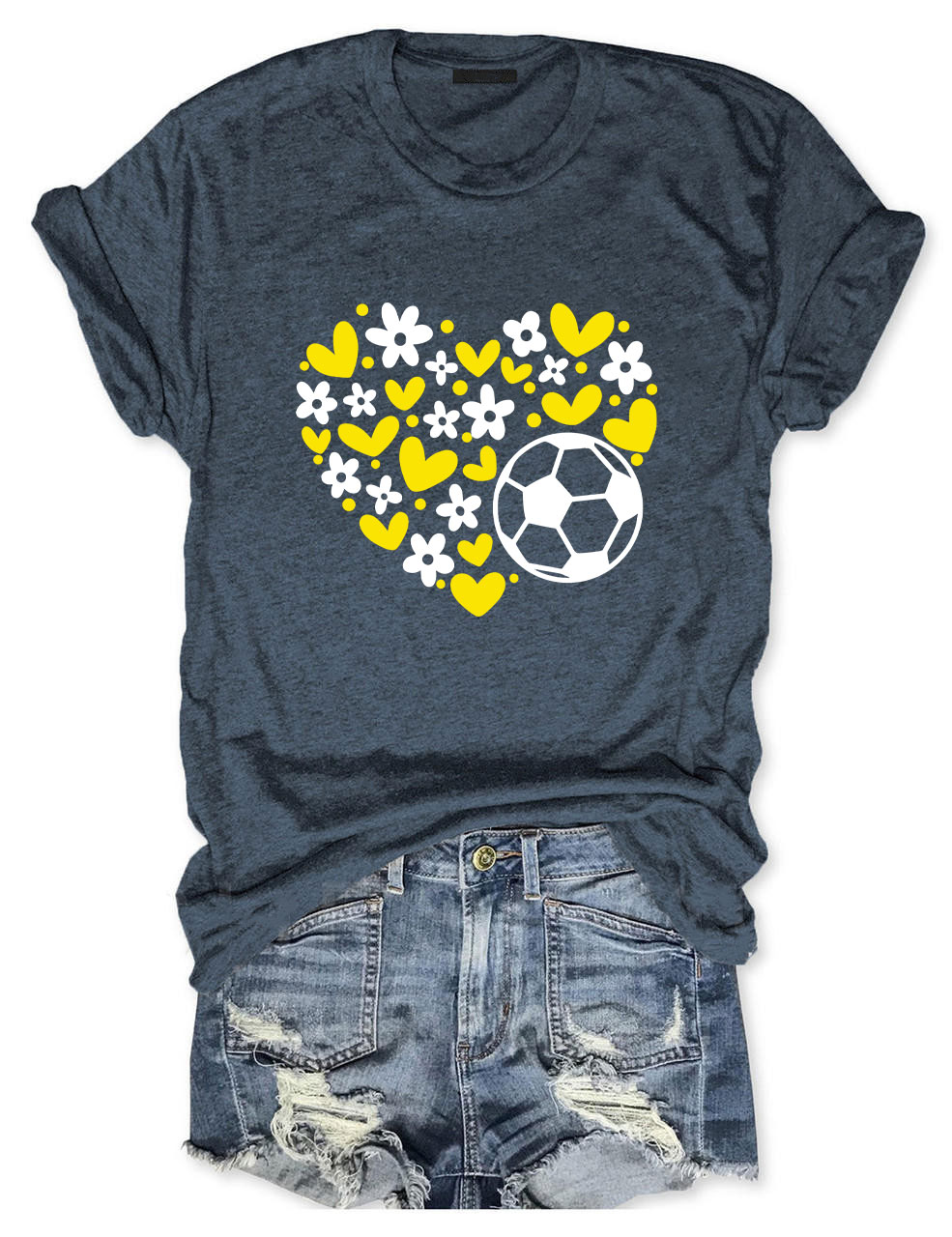 Custom  Floral Heart Soccer T-shirt