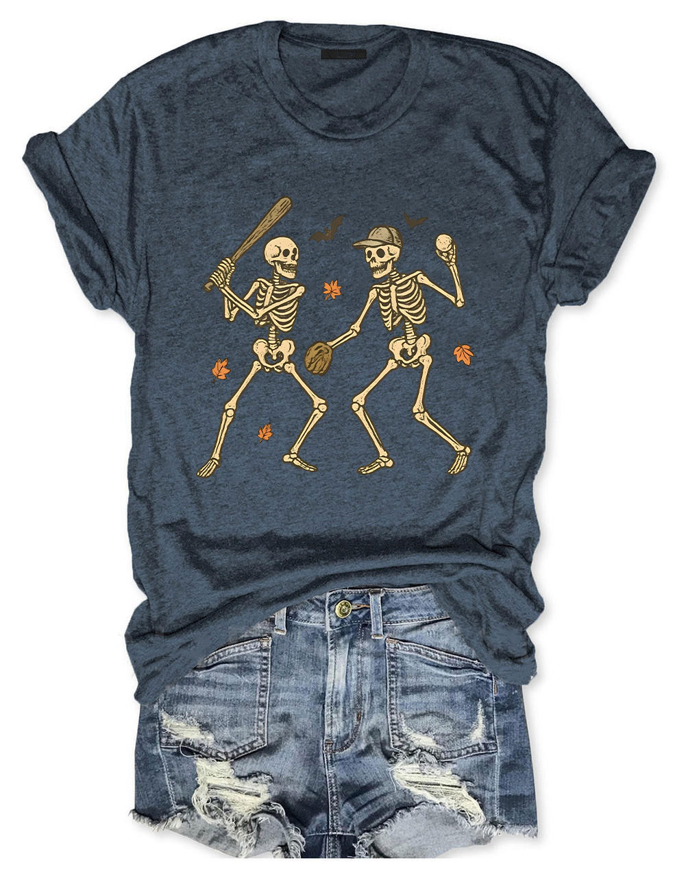Skeleton Baseball Halloween Funny T-Shirt