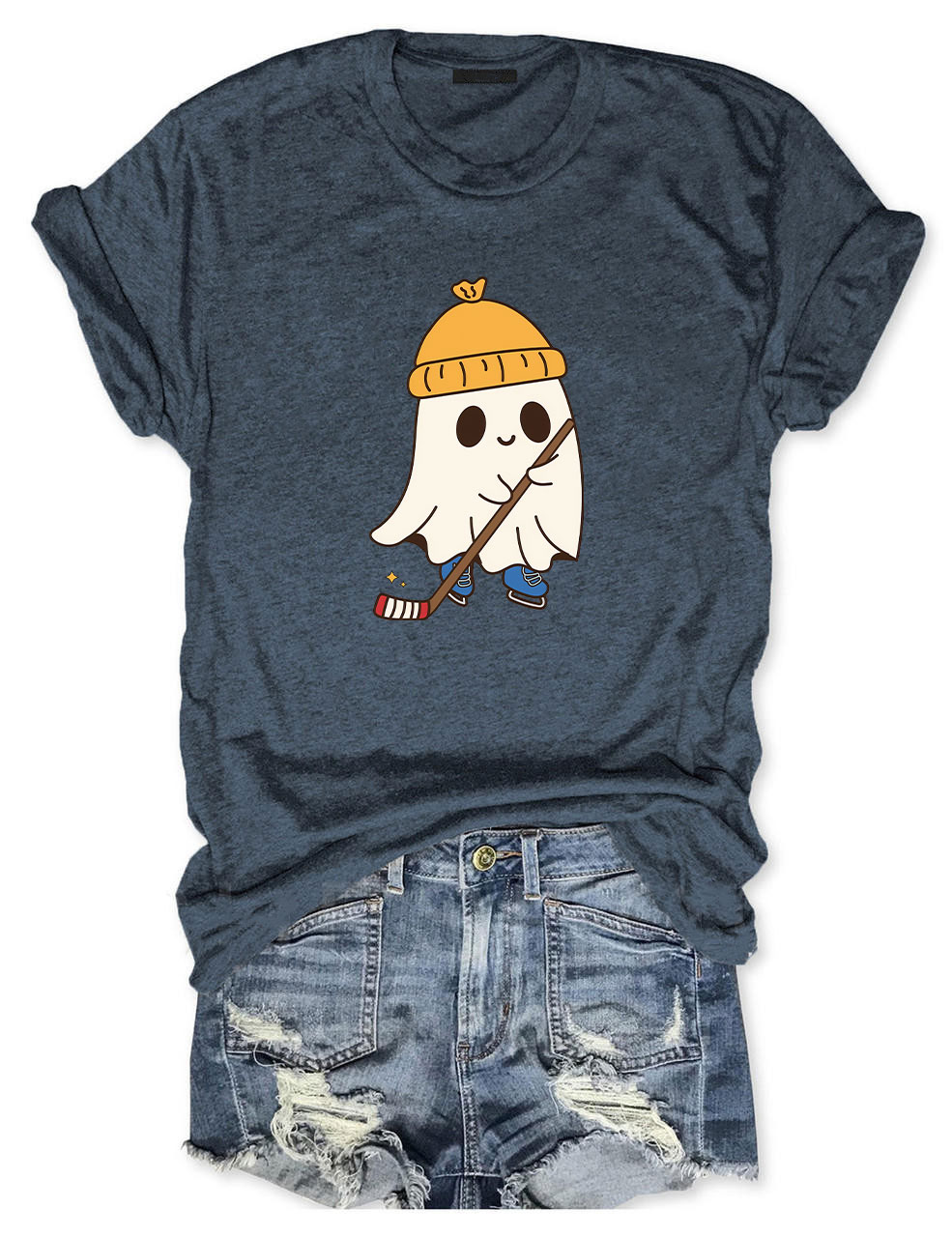 Halloween Ghost Hockey Funny T-shirt