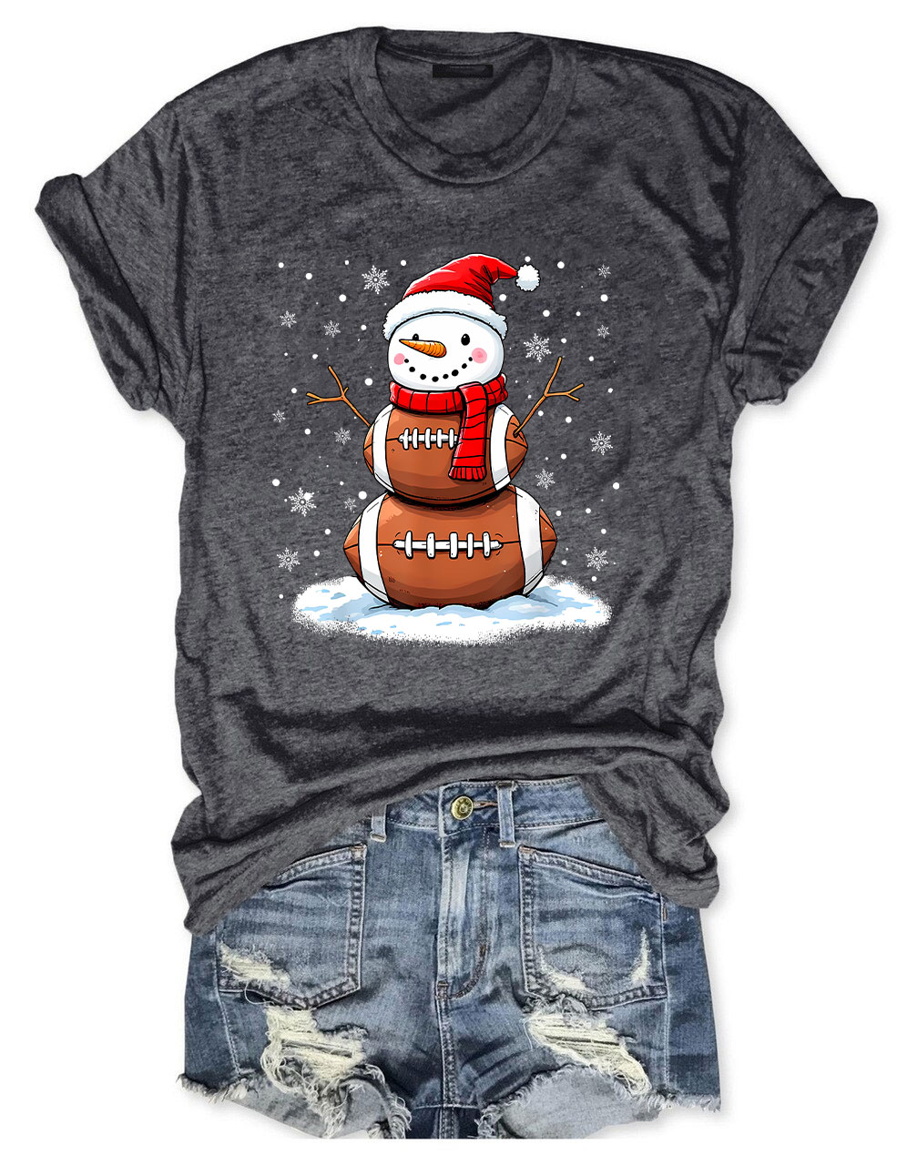 Football Christmas Snowman T-shirt
