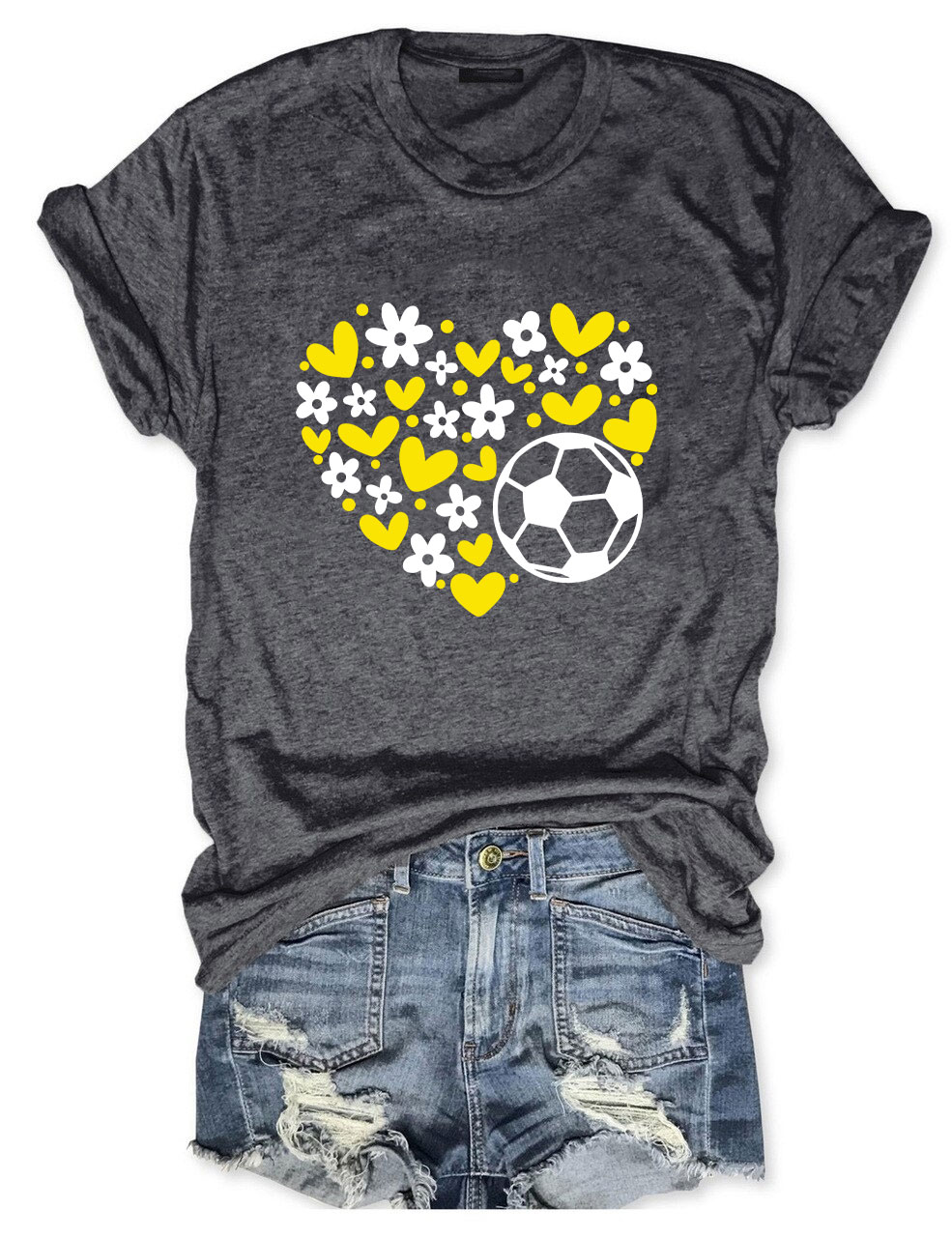 Custom  Floral Heart Soccer T-shirt