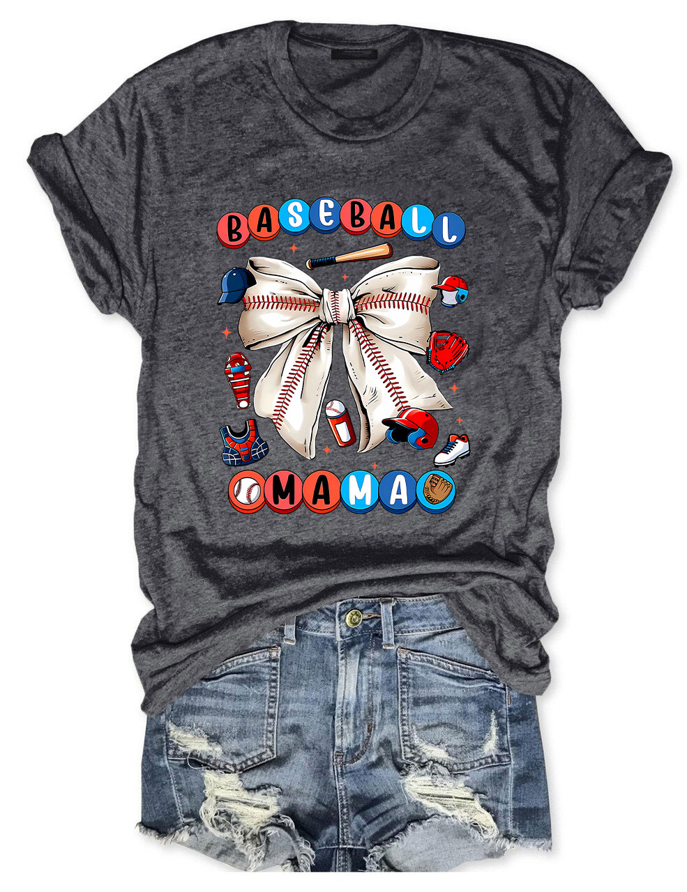 Coquette Bow Baseball Mama T-Shirt
