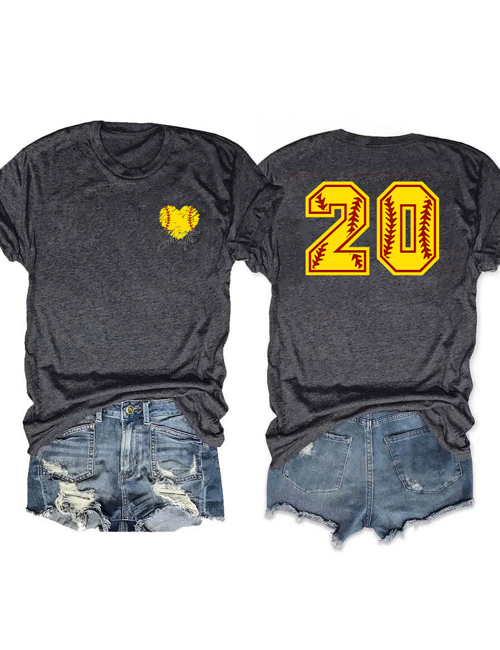 Custom Softball Heart Funny T-shirt