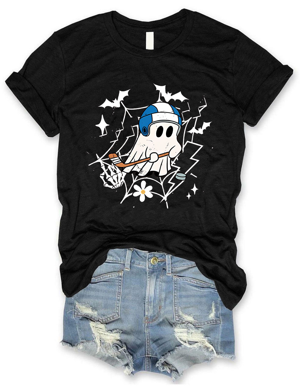 Halloween Hockey Ghost Funny T-shirt
