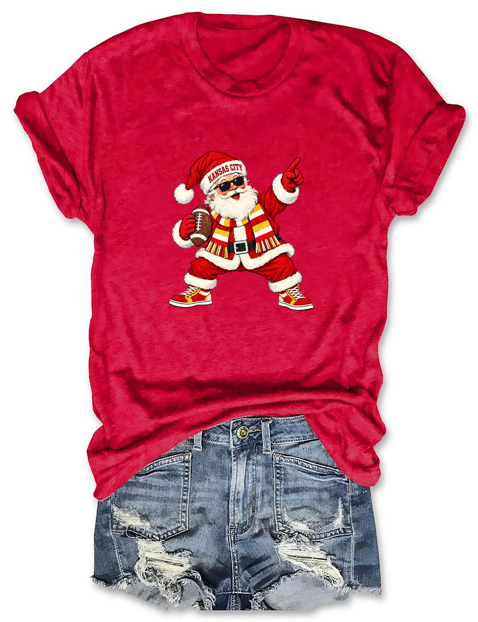 Kansas City Football Santa T-Shirt