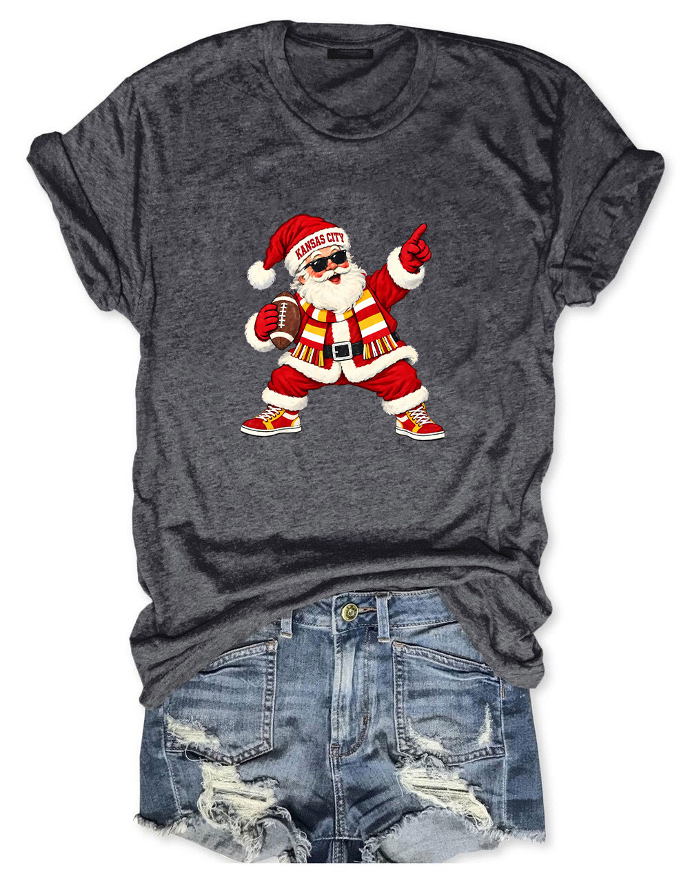 Kansas City Football Santa T-Shirt