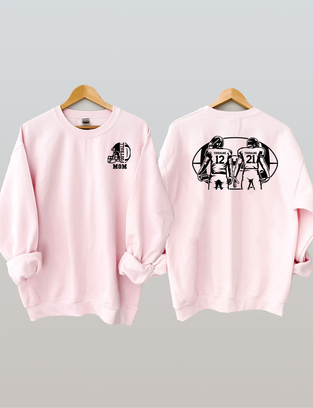 2 Players Custom Football Mom Sweatshirt