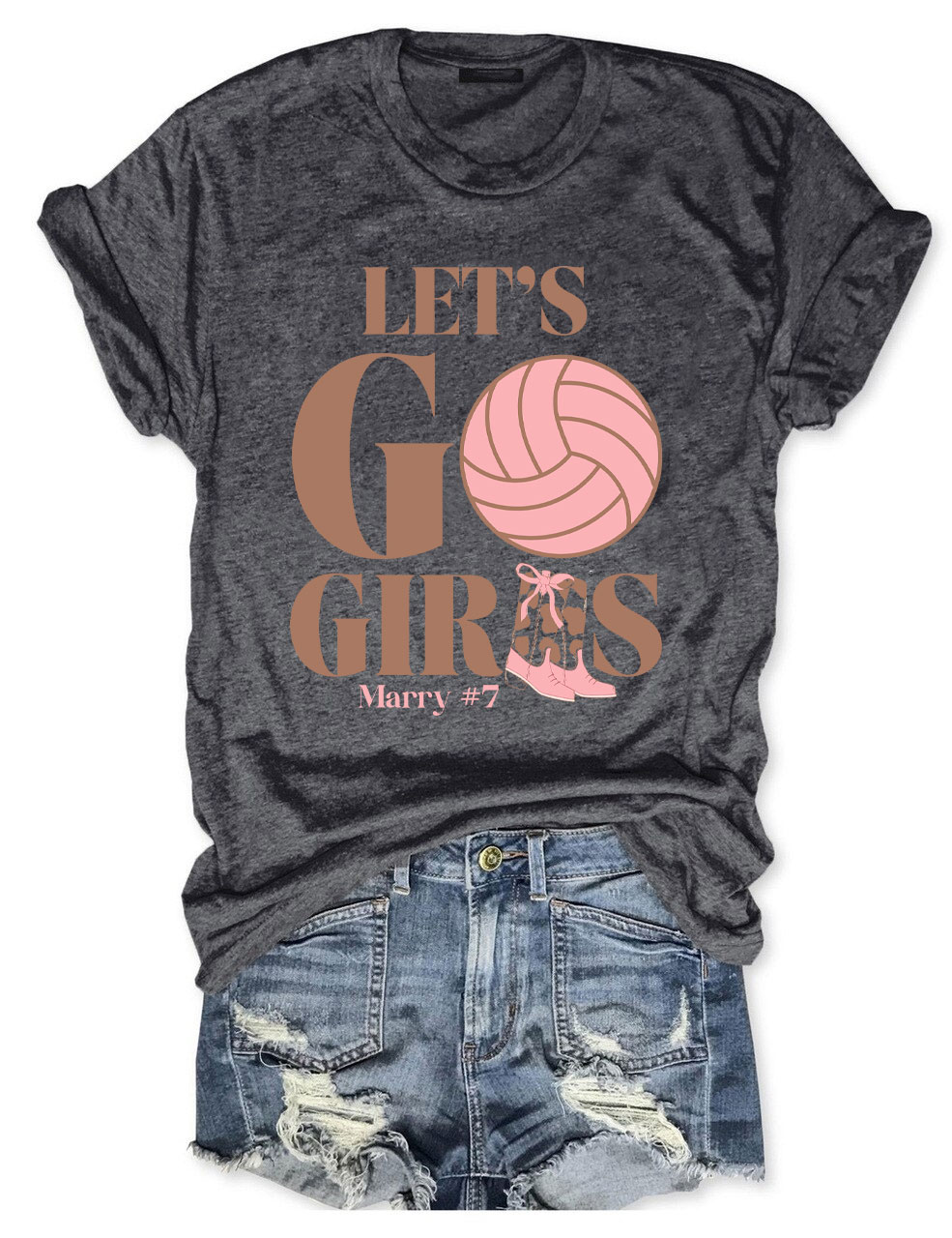 Custom  Lets Go Girls Volleyball  T-shirt