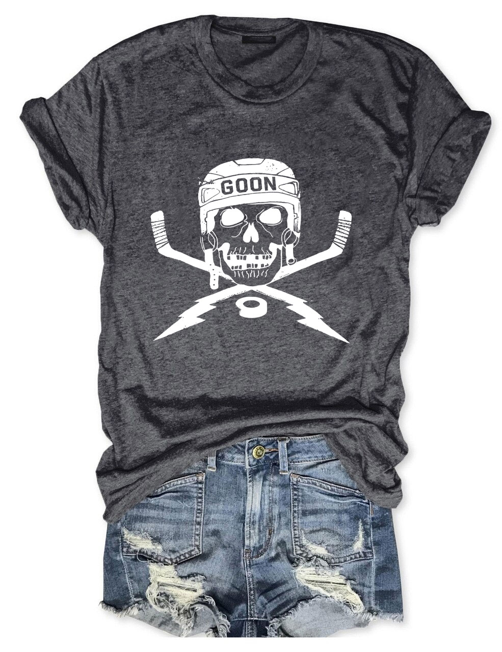 Cool Skull Hockey Funny T-shirt