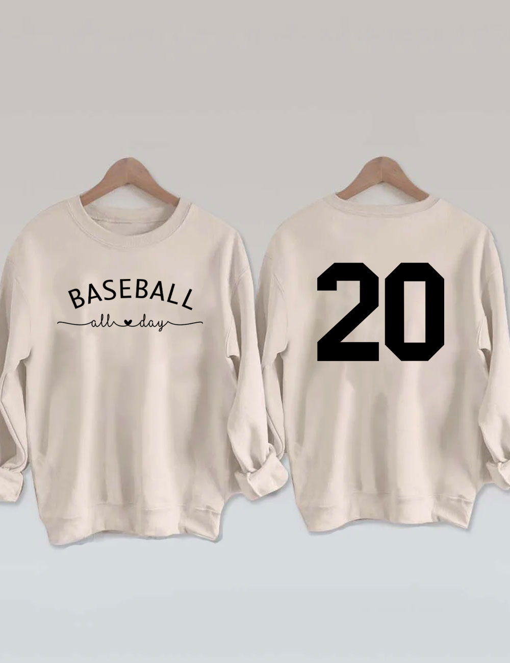 Baseball All Day Customized Number Sweatshirt