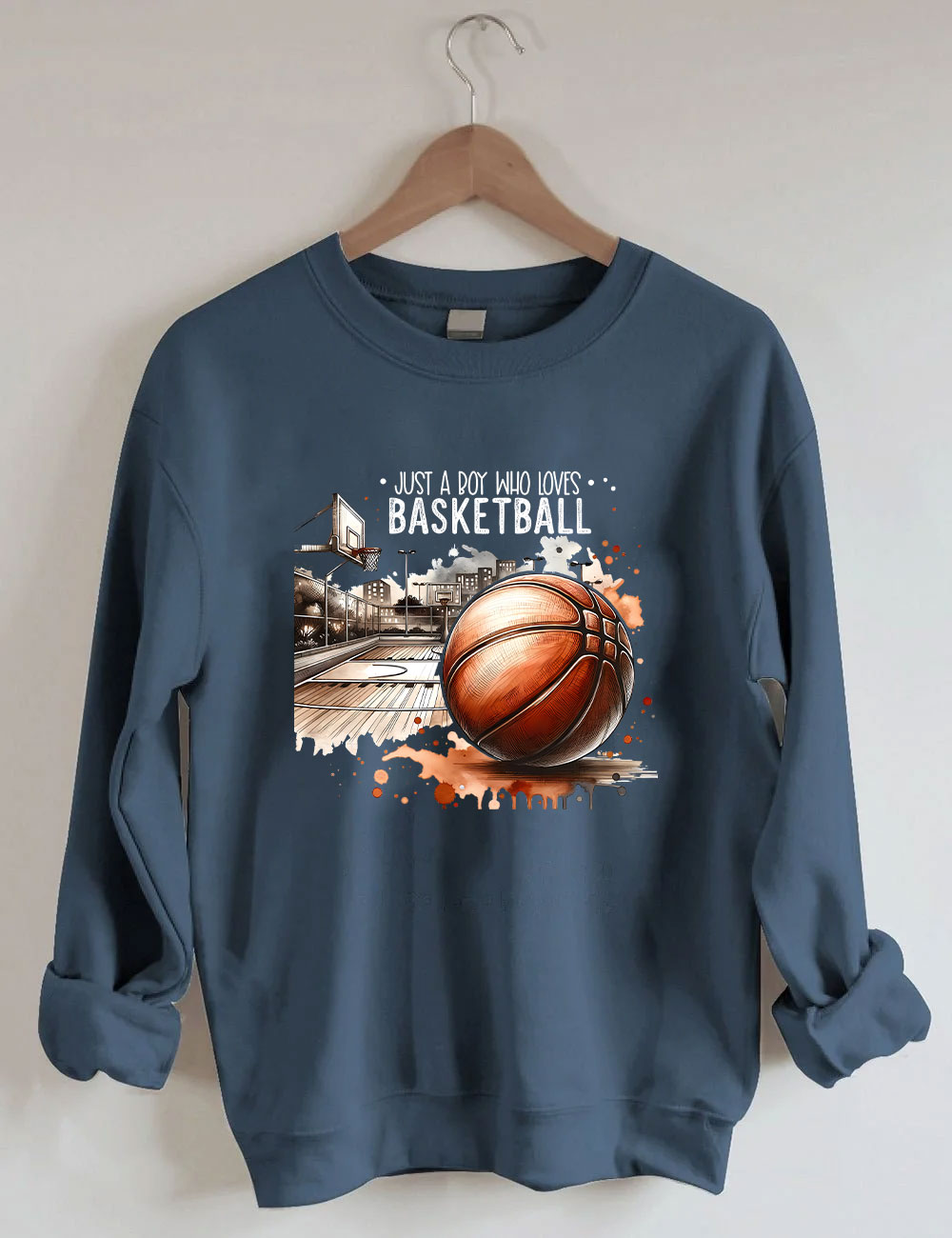 Just A Boy Who Loves Basketball Funny Sweatshirt
