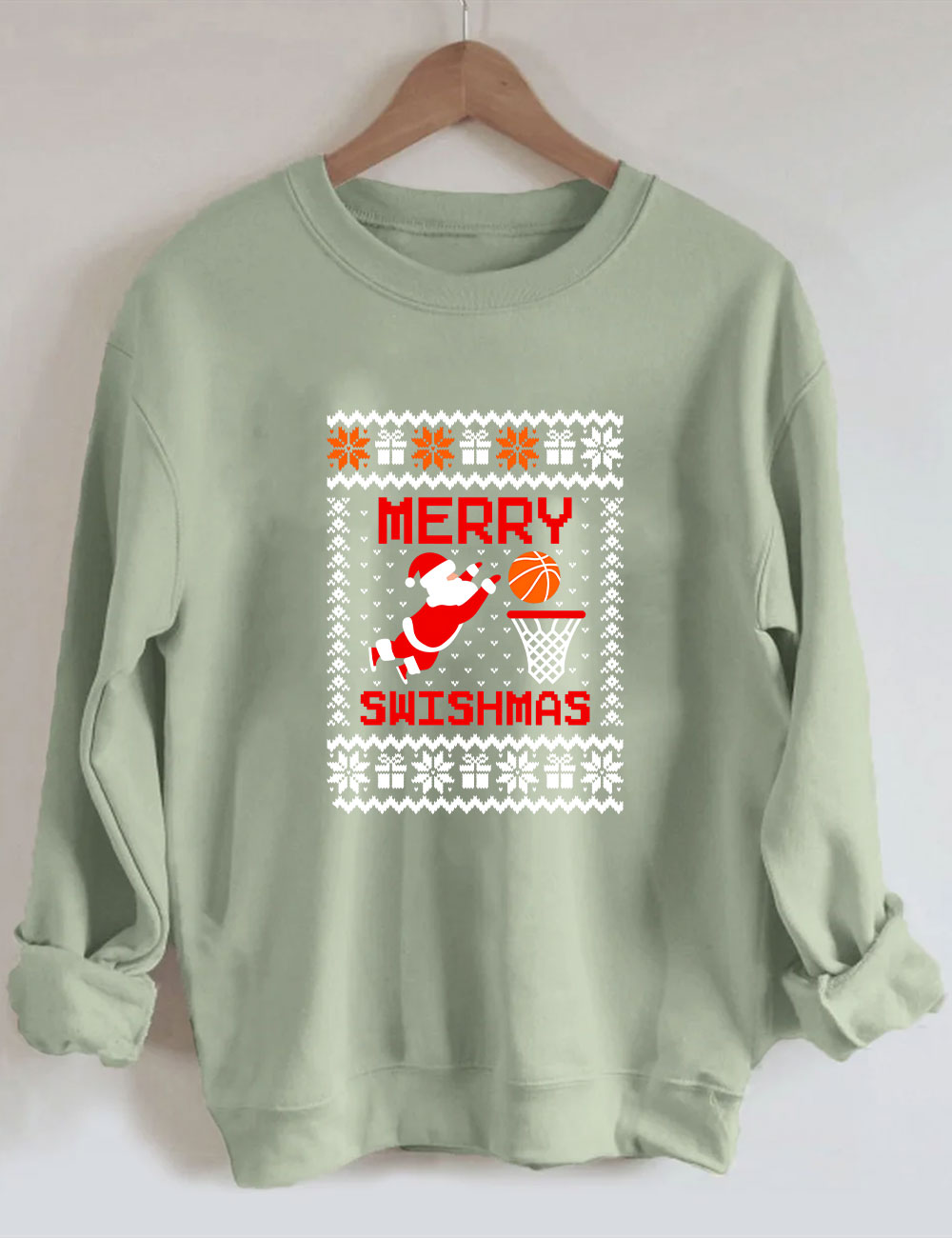Merry Swishmas Ugly Basketball Sweatshirt