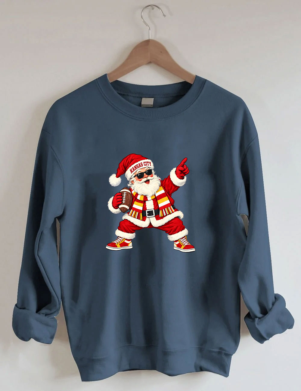 Kansas City Football Santa Sweatshirt