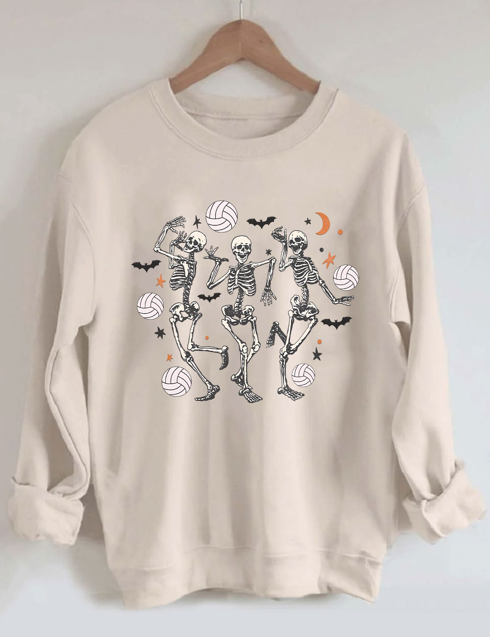 Dancing Skeletons Funny Halloween Volleyball Sweatshirt