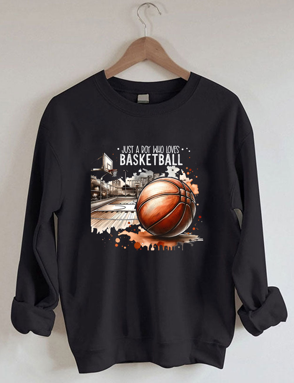 Just A Boy Who Loves Basketball Funny Sweatshirt