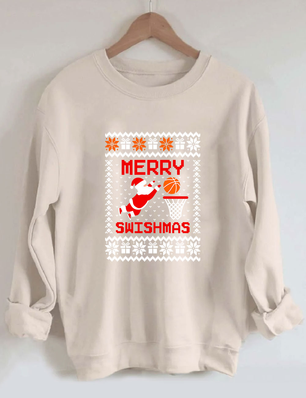 Merry Swishmas Ugly Basketball Sweatshirt
