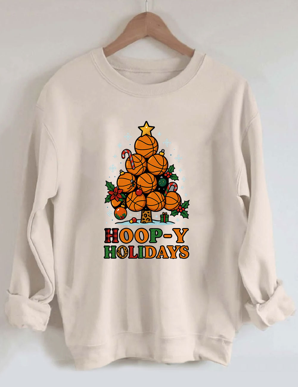 Hoop-y Holidays Basketball Christmas Tree Sweatshirt